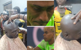 Barcelona fan painfully gets ‘Sakora’ cut by friends after Inter Milan defeat (Video)
