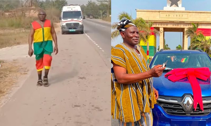 Man, 65, who walked from Kumasi to Accra to honour President Mahama gets car, other gifts