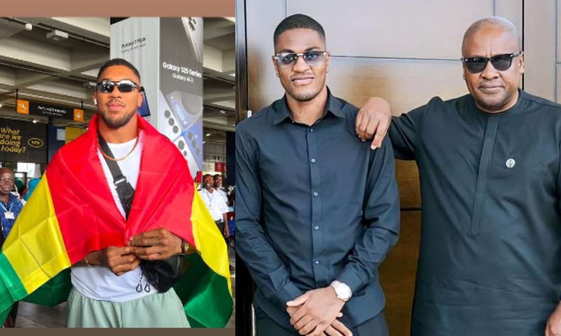 Anthony Joshua lands in Ghana to back President Mahama's son's boxing showdown (Video)