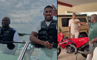 Ibrahim Mahama gifts Anthony Joshua expensive motorbike worth about GH₵100,000 (Video)