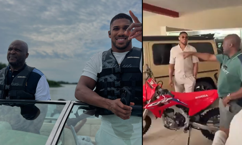 Ibrahim Mahama gifts Anthony Joshua expensive motorbike worth about GH₵100,000 (Video)