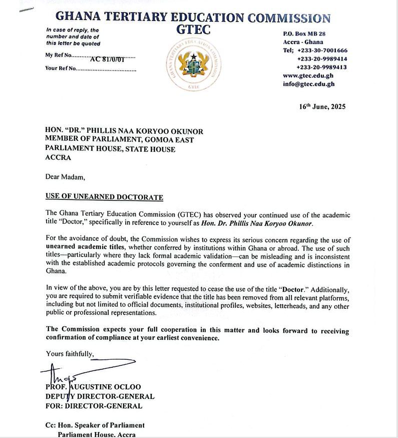 Stop using unearned 'Dr' titles - GTEC directs 2 MPs