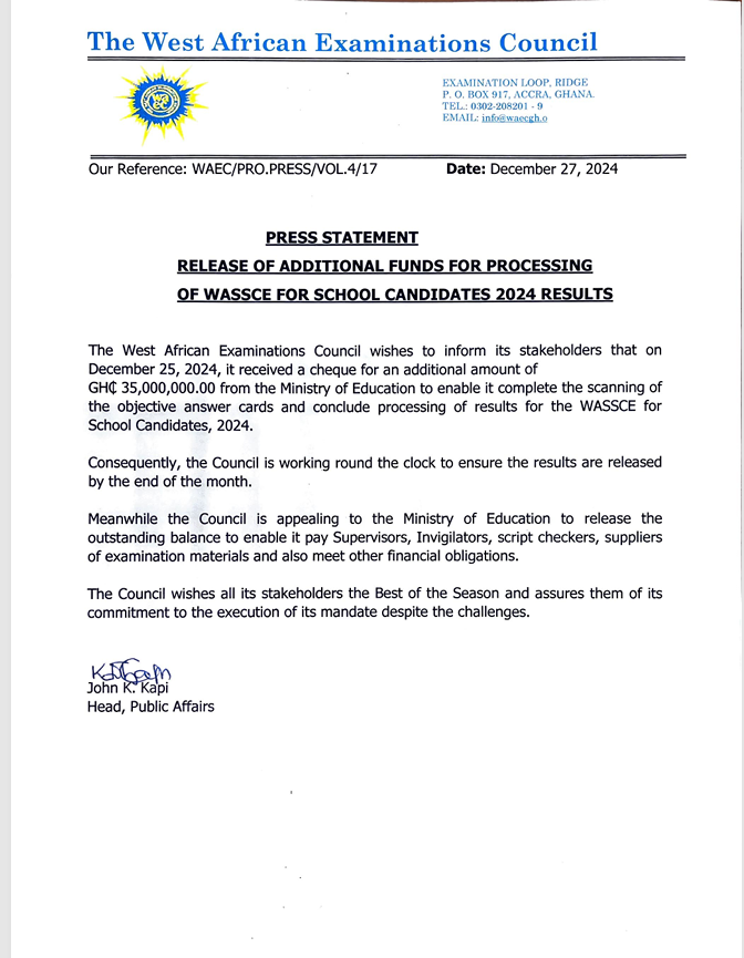 WAEC statement