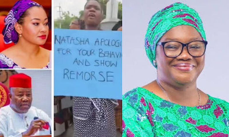 Akwa Ibom women protest against Natasha over sexual harassment claim against Akpabio