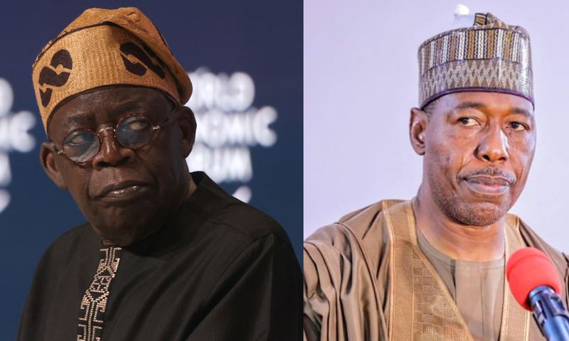 L-R: President Bola Tinubu and Governor Babagana Zulum of Borno State. [Facebook/Getty Images]