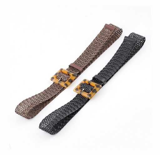 Leopard Print Pattern Buckle Woven Belt