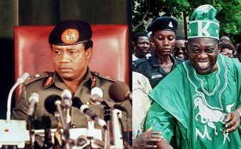 L-R: General Ibrahim Babangida and Moshood Abiola, the acclaimed winner of the 1993 presidential election. [AFP/Getty Images]