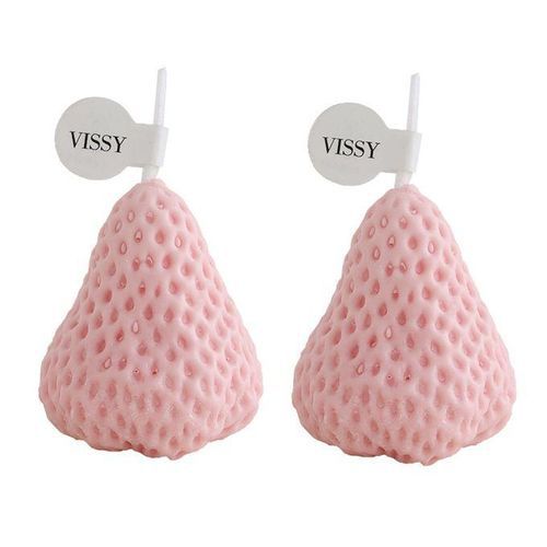 Creative Strawberry Candle Decorative Scented Candle for Pink Lovers (2pcs)