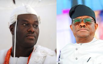 L-R: The Ooni of Ife, Oba Adeyeye Enitan Ogunwusi and FCT Minister, Nyesom Wike. [Pius Utomi Ekpei/Getty Images and Nyesom Wike/Facebook]