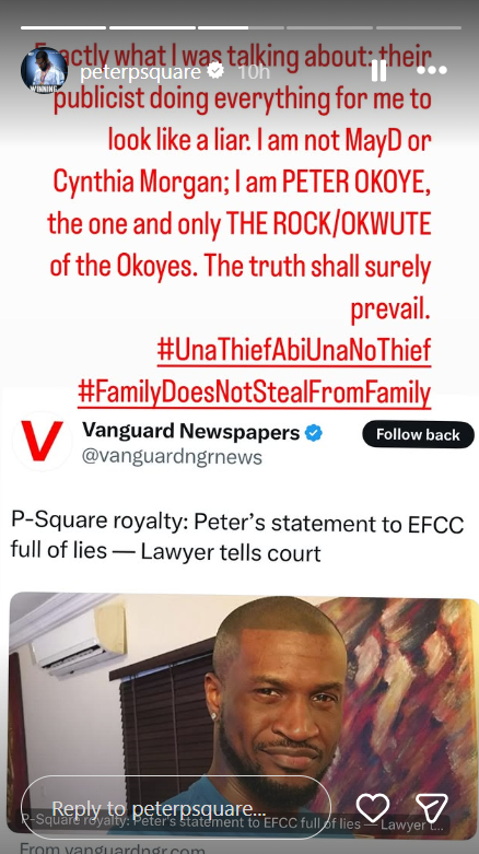 Your family made me look weak  - Cynthia Morgan fires back at Peter Psquare