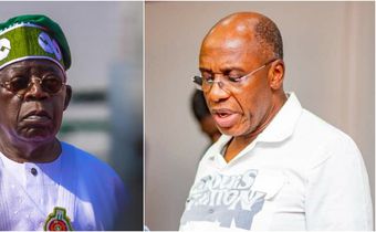 L-R: Bola Tinubu and former Rivers State Governor, Rotimi Amaechi. [Facebook]