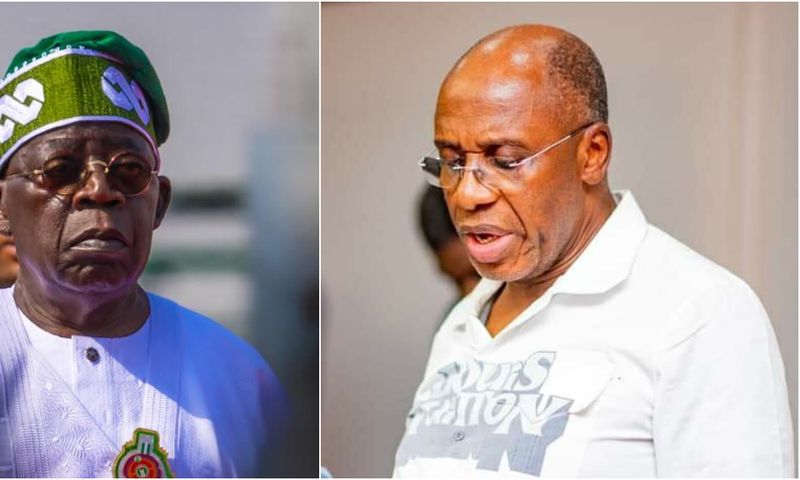 L-R: Bola Tinubu and former Rivers State Governor, Rotimi Amaechi. [Facebook]