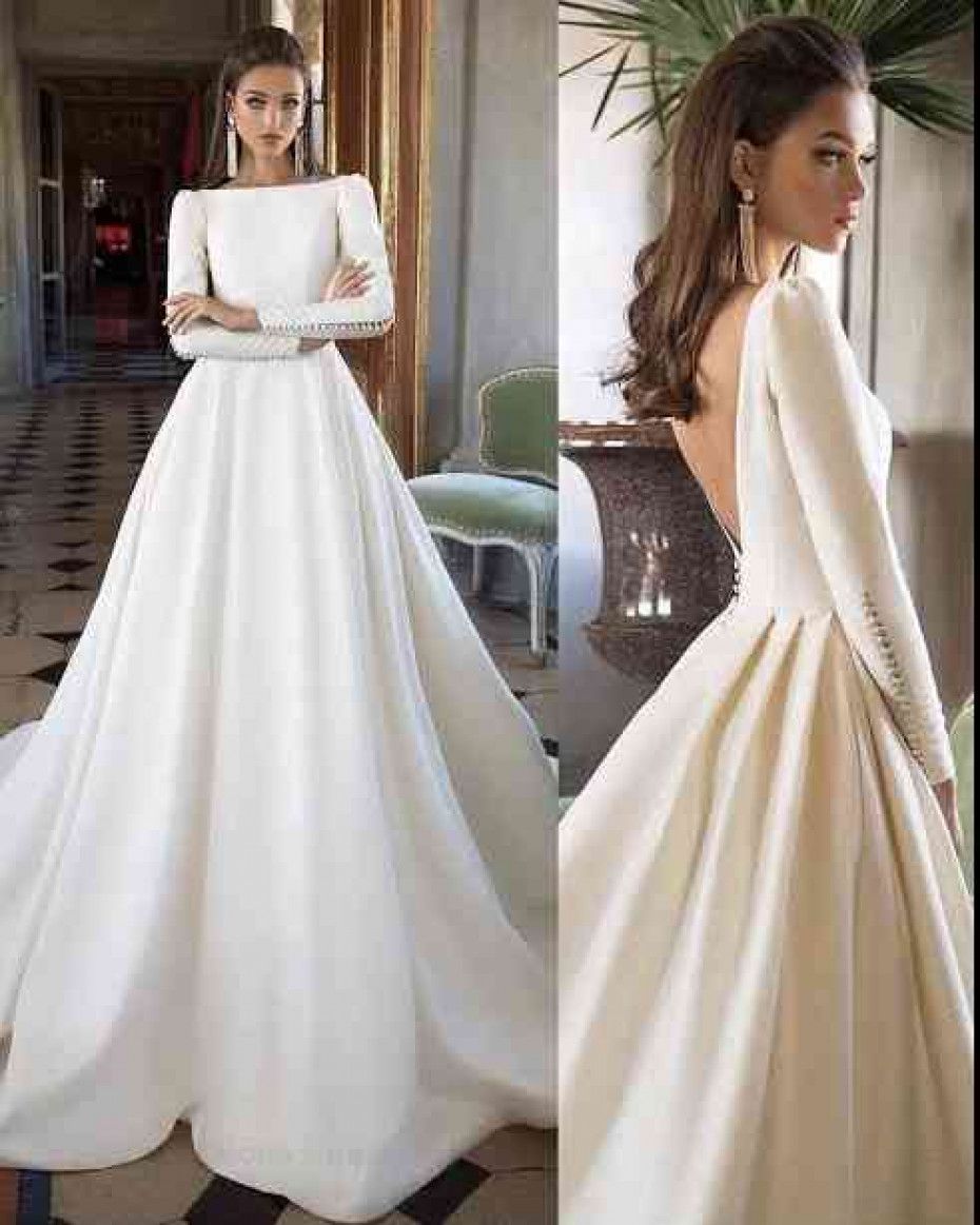 Satin 'N Lace Buttoned-Down Wedding Dress