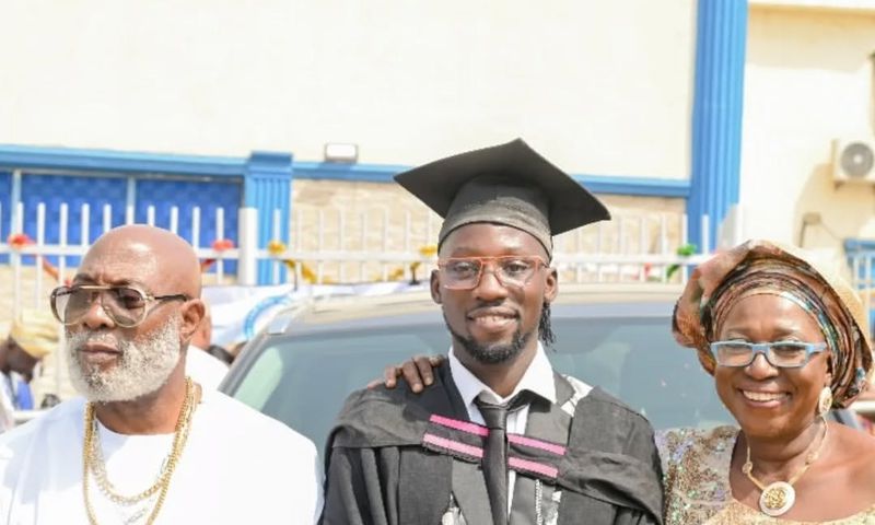 Jibola Dabo and Binta Ayo Mogaji celebrate their son's graduation. [Instagram/@bintaayomogaji]