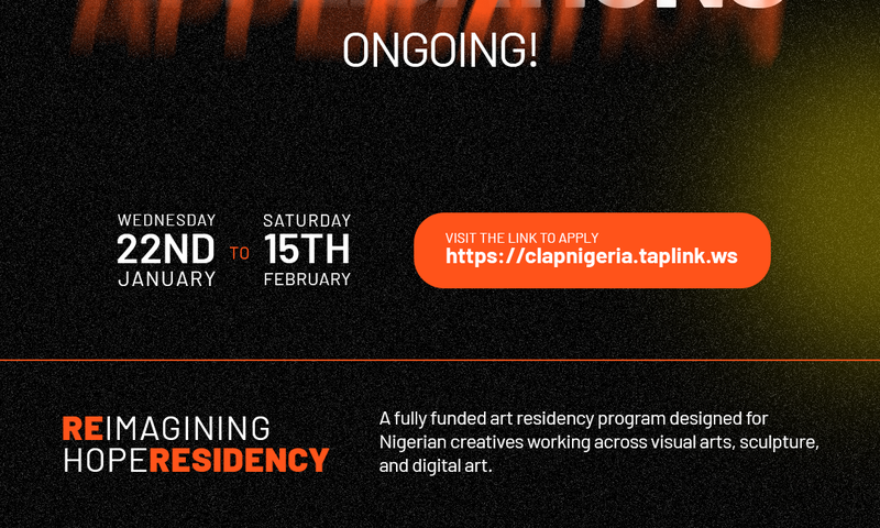 The Federal Ministry of Art, Culture, Tourism, and the Creative Economy in collaboration with MADhouse by Tikera Africa announces the reimagining Hope Residency