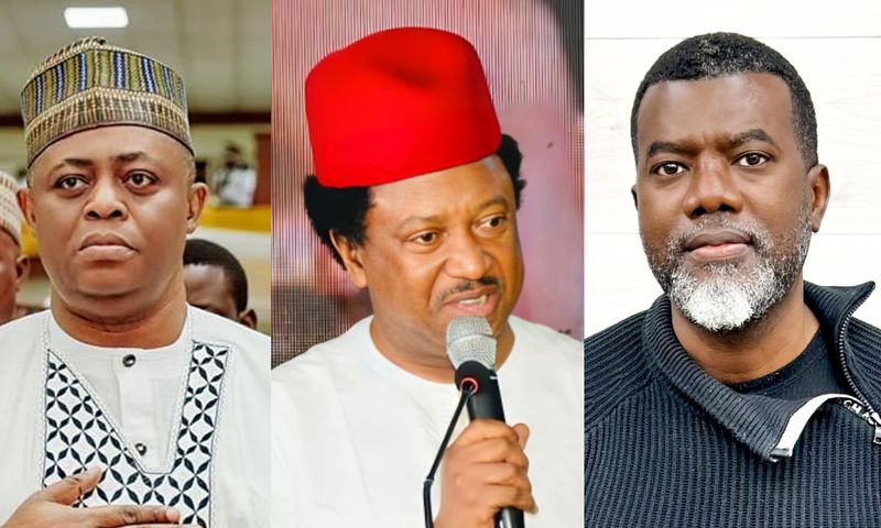 L-R: Femi Fani-Kayode, Senator Shehu Sani and Reno Omokri. [Facebook]