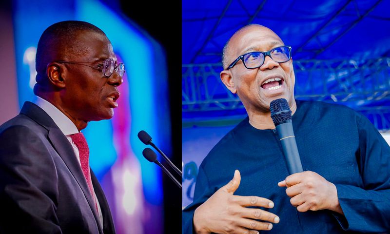 L-R: Governor Babajide Sanwo-Olu and Peter Obi. [Facebook]