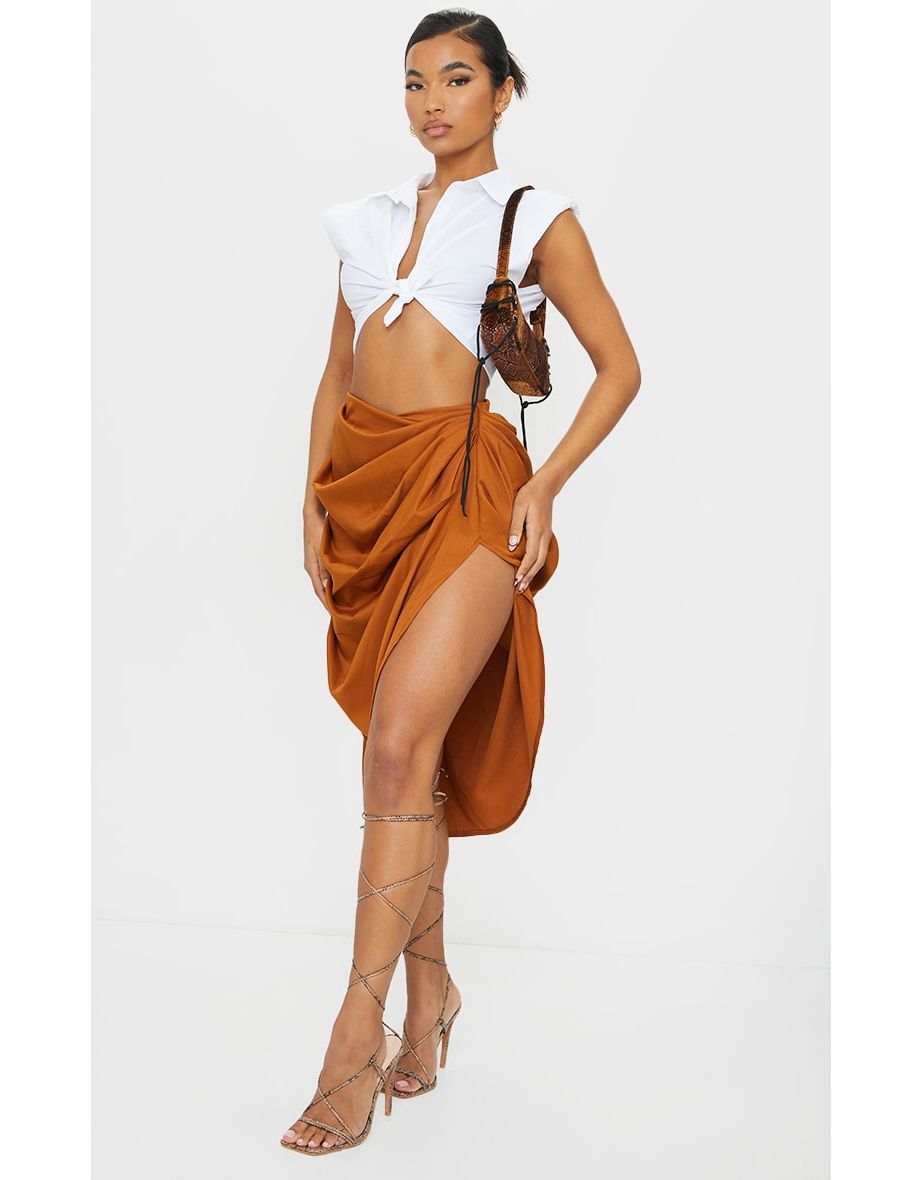 Ruched side midi skirt [VogaCloset]
