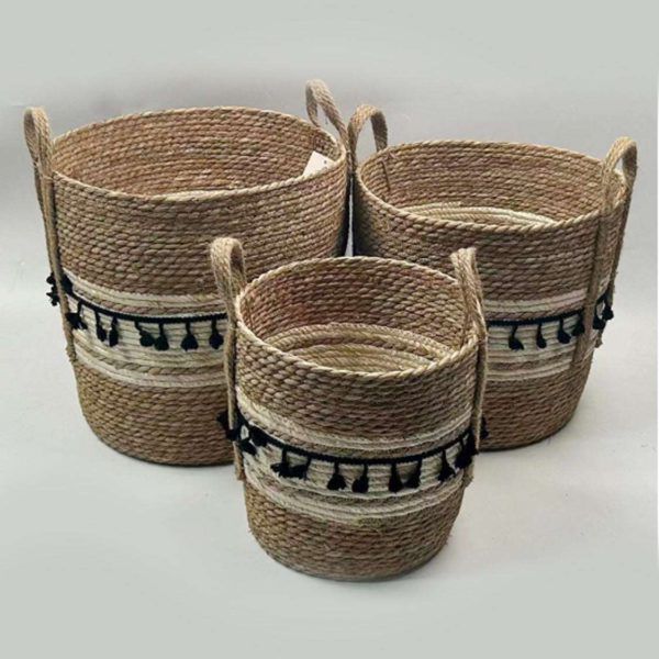 White Stripe and Black Accents Basket