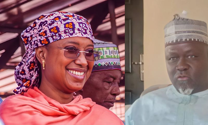 L-R: APC Adamawa 2023 guber candidate, Senator Aisha ‘Binani’ Dahiru and sacked Resident Electoral Commissioner (REC) for Adamawa State, Hudu Yunusa-Ari.