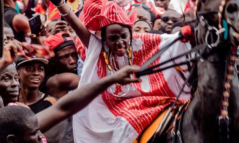 Equestrian parade from the Balogun Kuku family at Ojude Oba 2025. [Pulse Nigeria]