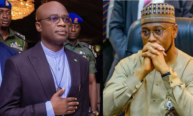 L-R: Benue State Governor, Hyacinth Alia, and his Zamfara counterpart, Dauda Lawal.