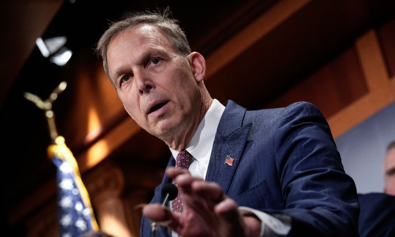 Chair of the House Freedom Caucus Rep. Scott Perry (R-PA) speaks during a news conference with members of the House Freedom Caucus at the U.S. Capitol November 29, 2023 in Washington, DC. [Getty Images]
