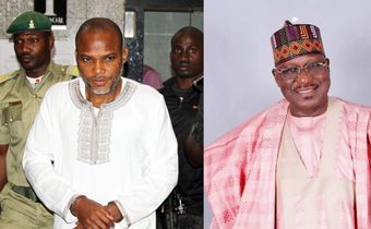L-R: Leader of IPOB, Nnamdi Kanu and late Ahmed Gulak, former aide to ex-President Goodluck Jonathan. [Facebook/Getty Images]