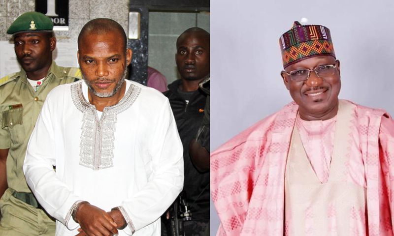 L-R: Leader of IPOB, Nnamdi Kanu and late Ahmed Gulak, former aide to ex-President Goodluck Jonathan. [Facebook/Getty Images]
