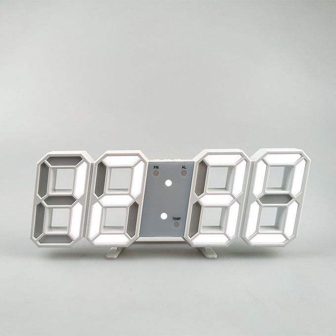 Digital 3D White LED Wall Alarm Clock
