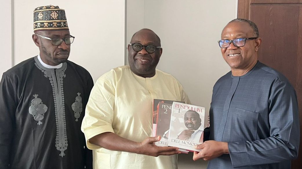 L-R: Yunusa Tanko, Dele Momodu and Peter Obi. [Facebook]