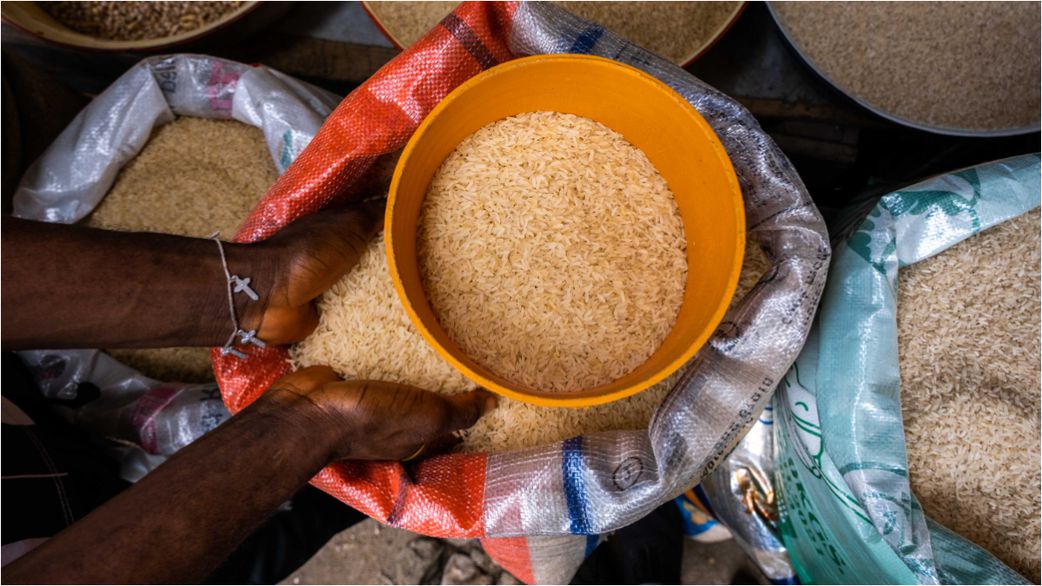 A general view of grains of Rice at Paul Chinedu's shop in a market at Illaje Bariga, Lagos, on June 29, 2021. [Getty Images]