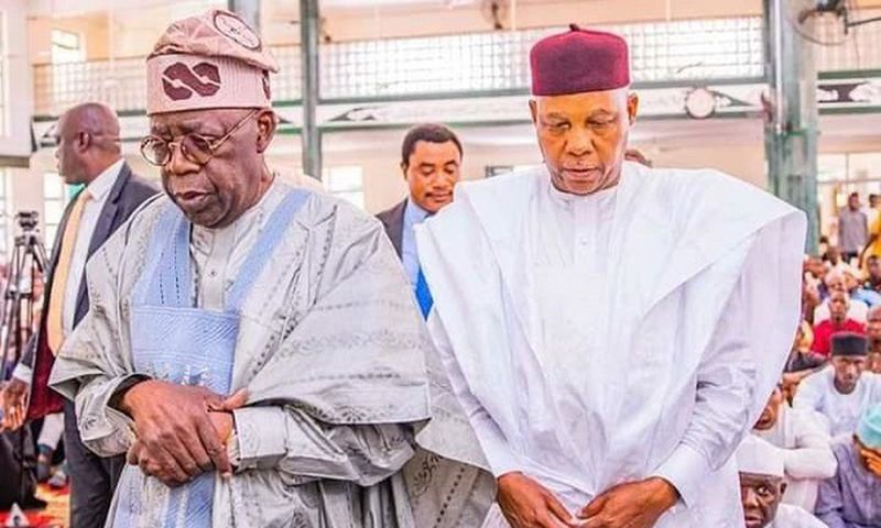 President Tinubu observing prayers