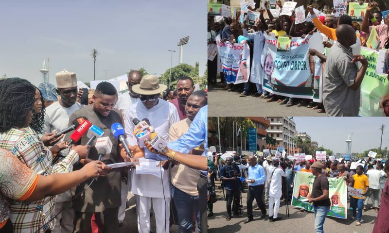 Protesters against Benue Judiciary at the three arm-zone in Abuja on Monday, March 17. [Original]