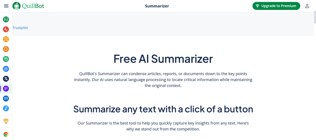 QuillBot Summarizer (Free Version)