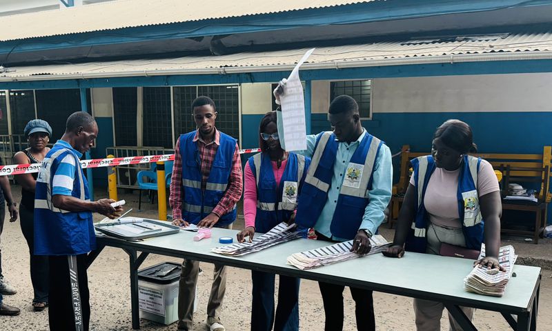 Electoral officers counting ballot at a polling station in Accra, Ghana.  [YIAGA Africa/X, formerly Twitter]