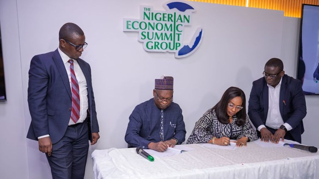 L-R: Dr Uchenna Ogbonna, ED, Ernest Shonekan Centre (ESC); Bukar Kyari, Chairman, ESC; Ozofu Ogiemudia, Chair, Nigerian Bar Association Section on Business Law (NBA-SBL) and Endurance Uhumuavbi, Secretary, NBA-SBL at the signing of the MoU in Lagos