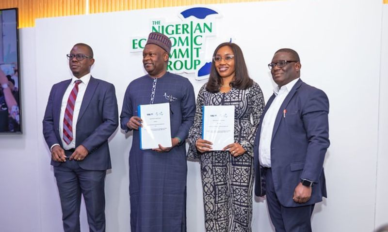 L-R: Dr Uchenna Ogbonna, ED, Ernest Shonekan Centre (ESC); Bukar Kyari, Chairman, ESC; Ozofu Ogiemudia, Chair, Nigerian Bar Association Section on Business Law (NBA-SBL) and Endurance Uhumuavbi, Secretary, NBA-SBL at the signing of the MoU in Lagos