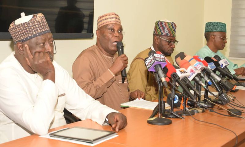 L-R: Former Secretary to the Government of the Federation Babachir Lawal, former Vice President Atiku Abubakar, Yunusa Tanko and ex-Kaduna State Governor Nasir El-Rufai. [Facebook]