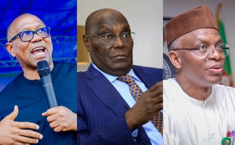 L-R: Peter Obi, Atiku Abubakar and Nasir El-Rufai. [Facebook/Getty Images].