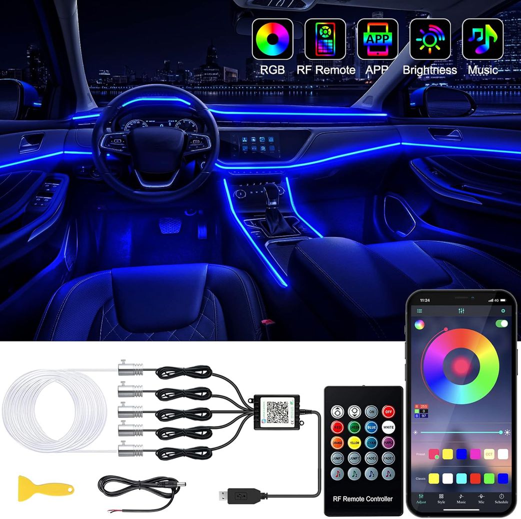 Interior Car LED Strip Lights with App and Remote Control