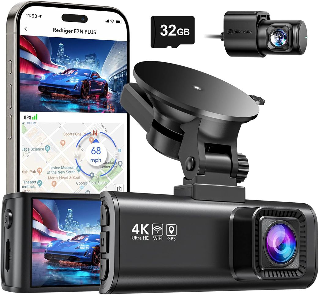 REDTIGER Dash Cam with 4K+1080P Dual Recording