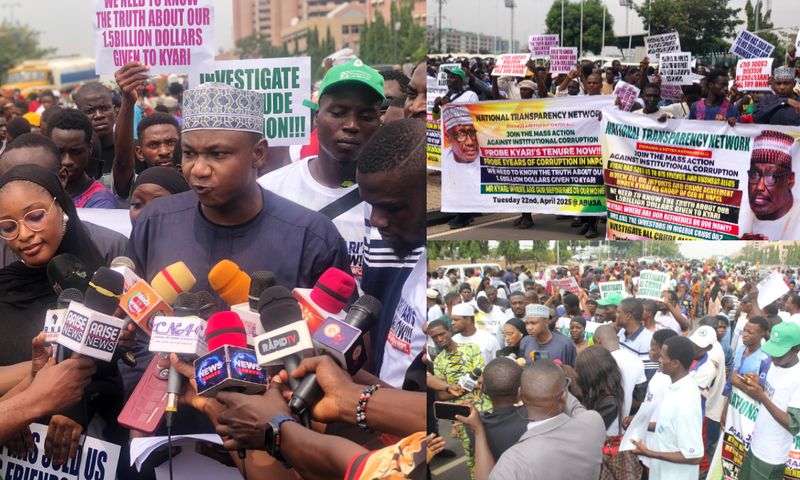 Thousands of protesters storm Abuja, demand probe of ex-NNPCL boss Mele Kyari. [Facebook]