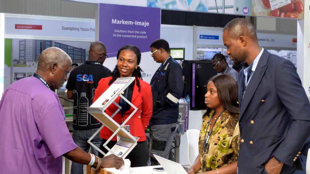 Visitors attend the 10th edition of the Agrofood and Plastprintpack Nigeria conference and exhibition at Landmark in Lagos, Nigeria, on March 25, 2025. [Getty Images]