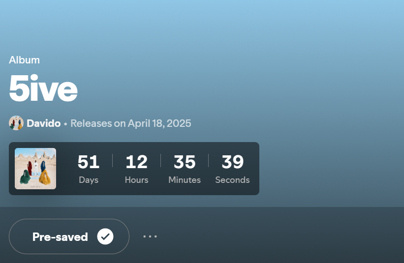 Davido teases new song off his upcoming album '5ive'