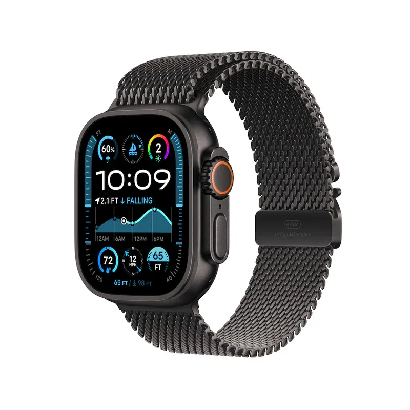 Apple Watch Ultra 2 Black Titanium Case with Black Milanese Loo