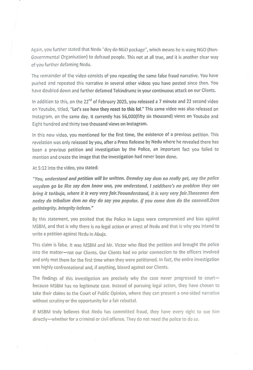 Nedu serves VDM notice for defamation, demands ₦500m compensation [EXCLUSIVE]