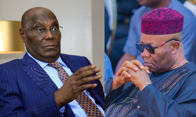 L-R: Former Vice President Atiku Abubakar and Senate President Godswill Akpabio. [Facebook, X formerly Twitter]