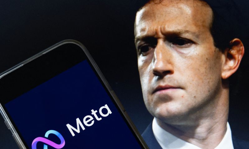 This photo illustration created on January 7, 2025, in Washington, DC, shows an image of Mark Zuckerberg, CEO of Meta, and an image of the Meta logo. [Getty Images]
