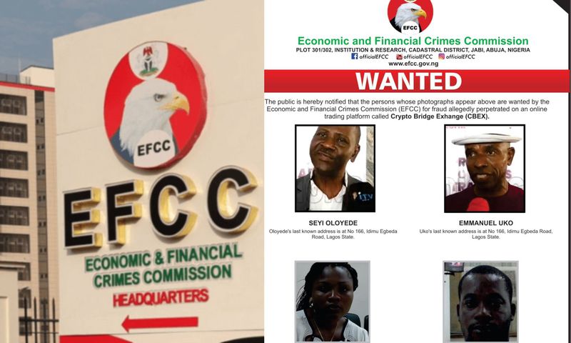 EFCC releases photos of 4 wanted CBEX crypto scam suspects